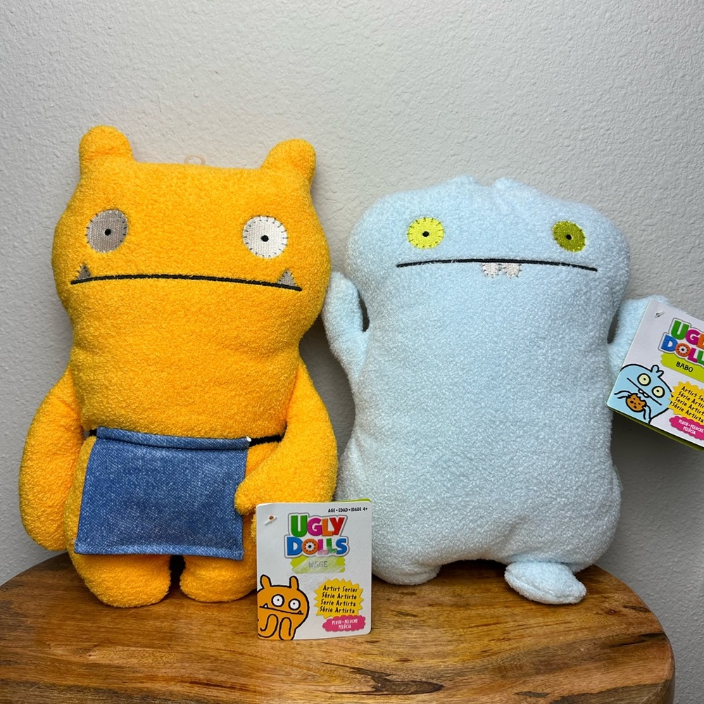 Rare Ugly Dolls Plush 13” Wage & Babo ‘Artist Series’ - Set of 2